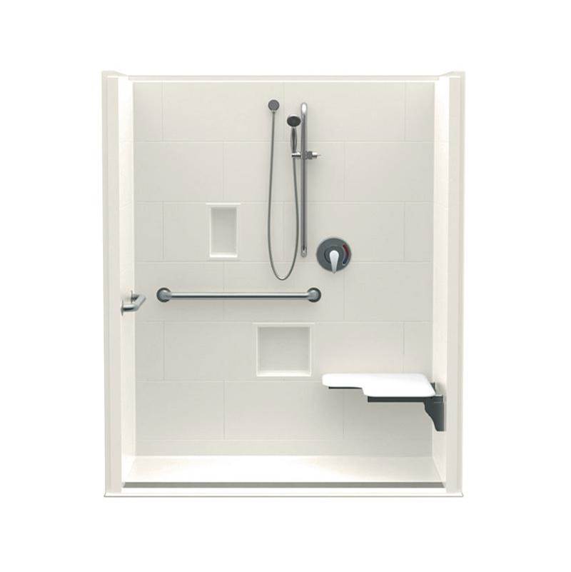 Aquatic 16030BFSCTTR 60 x 30 AcrylX Alcove Center Drain One-Piece Shower in Biscuit