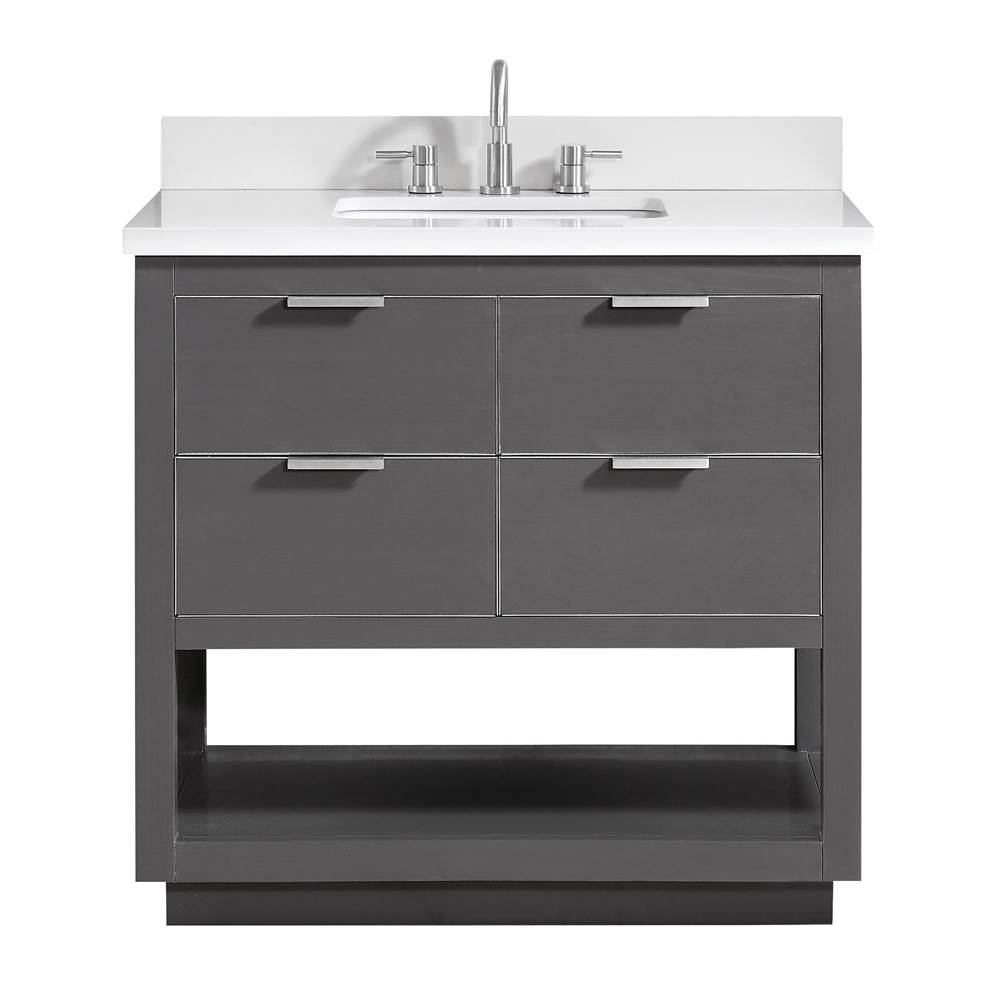 Avanity Avanity Allie 37 in. Vanity Combo in Twilight Gray with Silver Trim and White Quartz Top