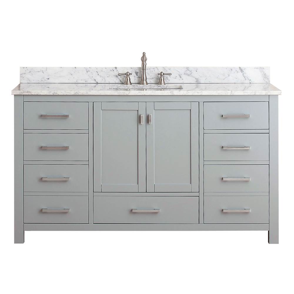 Avanity Avanity Modero 61 in. Single Vanity in Chilled Gray finish with Carrara White Marble Top