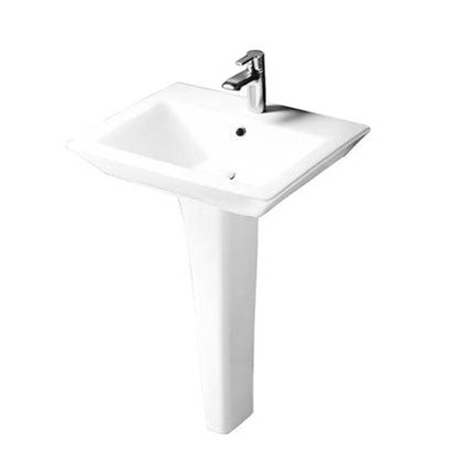 Barclay Opulence 23'' Ped Lav, Rect.Bowl 4'' Centerset, White