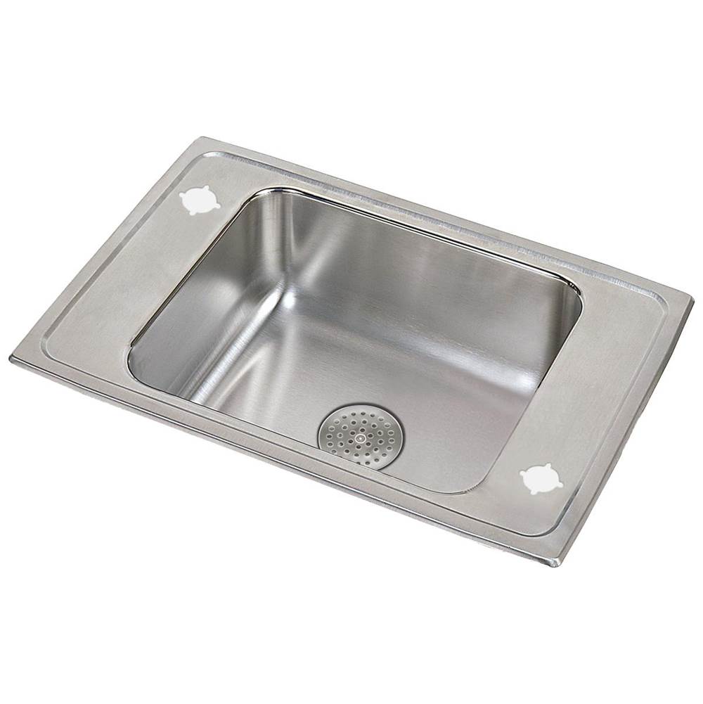 Elkay Lustertone Classic Stainless Steel 25'' x 17'' x 7-5/8'', 2-Hole Single Drop-in Classroom Sink w/Perfect Drain Grid