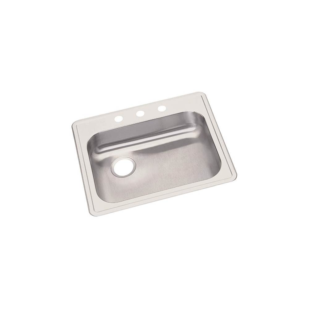 Elkay Dayton Stainless Steel 25'' x 21-1/4'' x 5-3/8'', 4-Hole Single Bowl Drop-in Sink with Left Drain