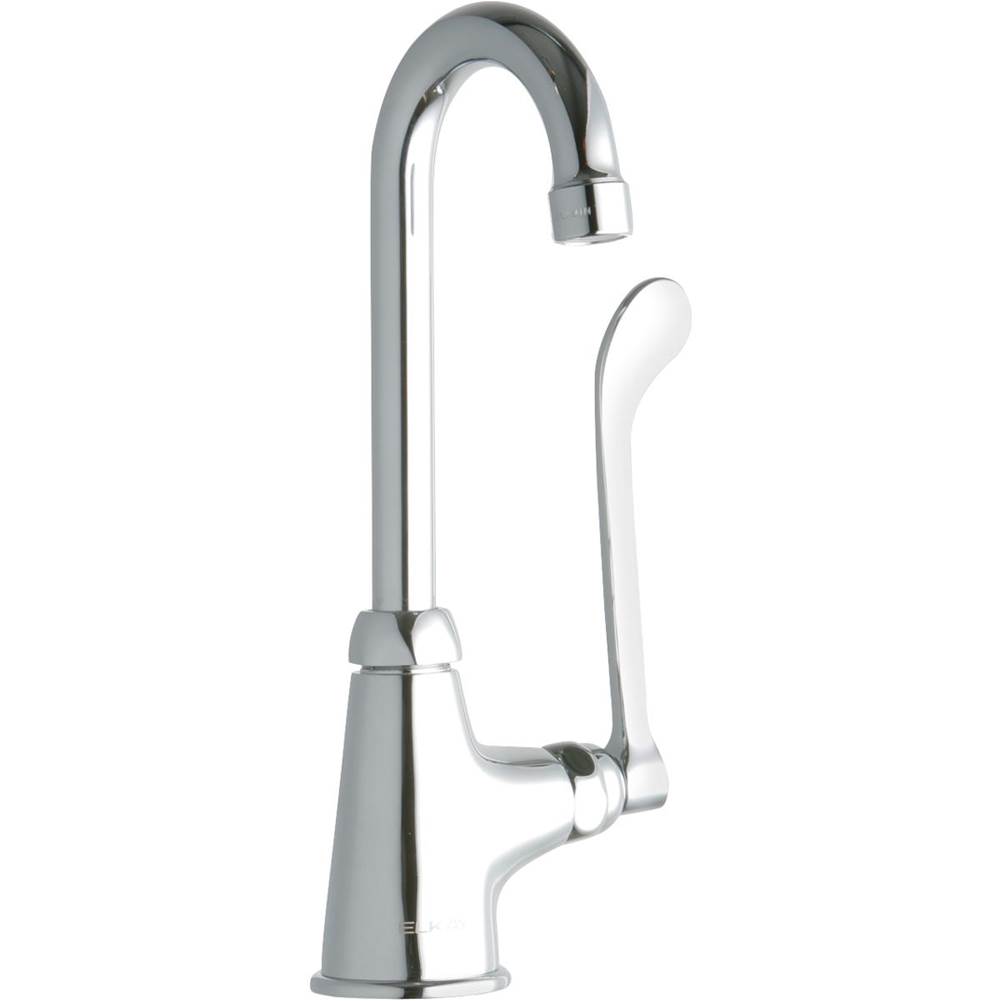 Elkay Single Hole with Single Control Faucet with 4'' Gooseneck Spout 6'' Wristblade Handle Chrome