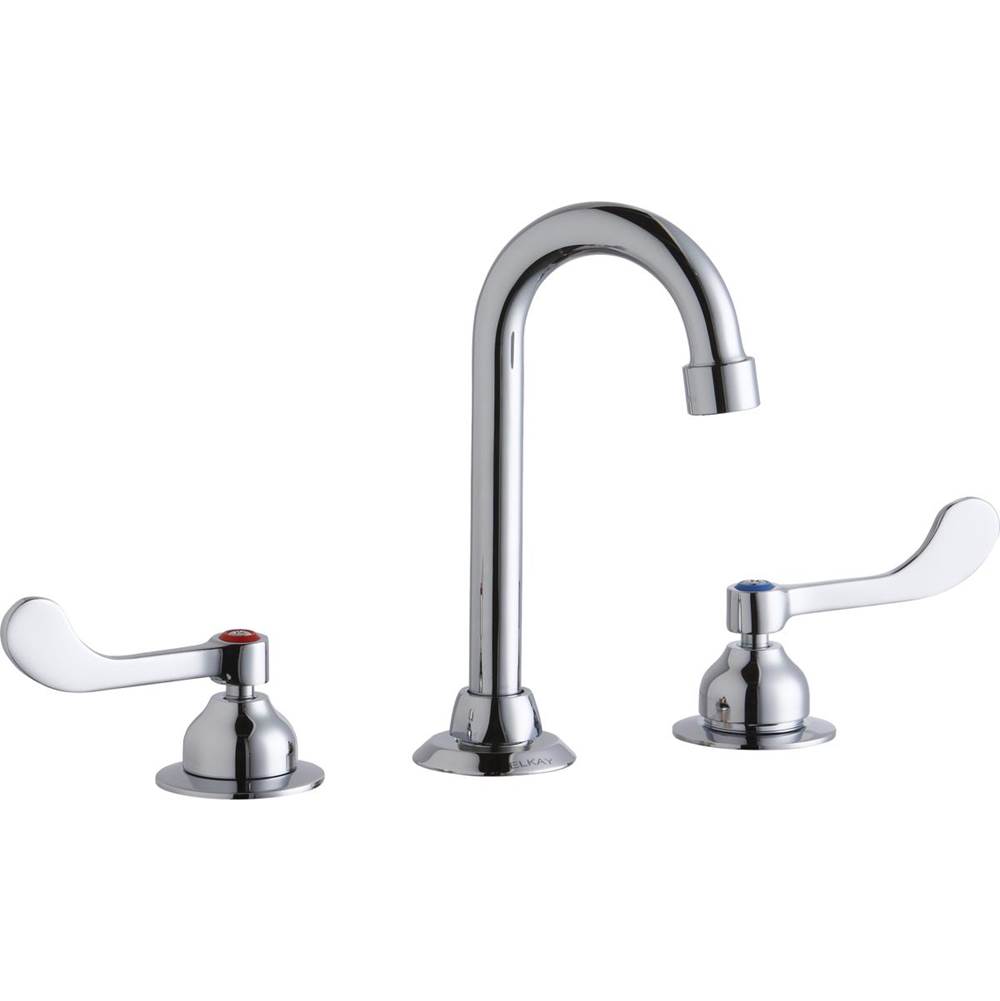Elkay 8'' Centerset with Concealed Deck Faucet with 4'' Gooseneck Spout 4'' Wristblade Handles Chrome