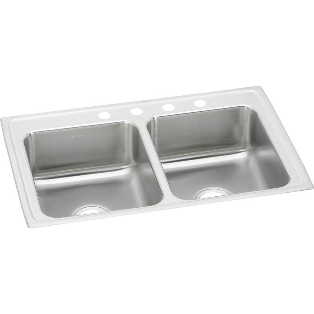 Elkay Lustertone Classic Stainless Steel 29'' x 22'' x 7-5/8'', 3-Hole Equal Double Bowl Drop-in Sink