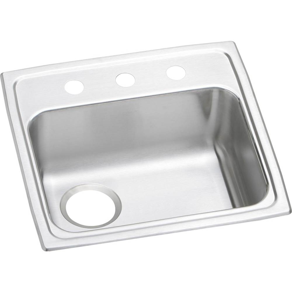 Elkay Lustertone Classic Stainless Steel 19'' x 18'' x 6'', 1-Hole Single Bowl Drop-in ADA Sink with Left Drain