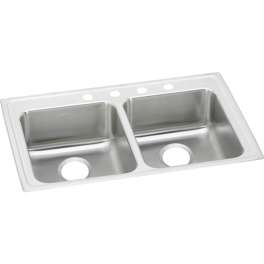Elkay Lustertone Classic Stainless Steel 29'' x 22'' x 6-1/2'', 1-Hole Equal Double Bowl Drop-in ADA Sink