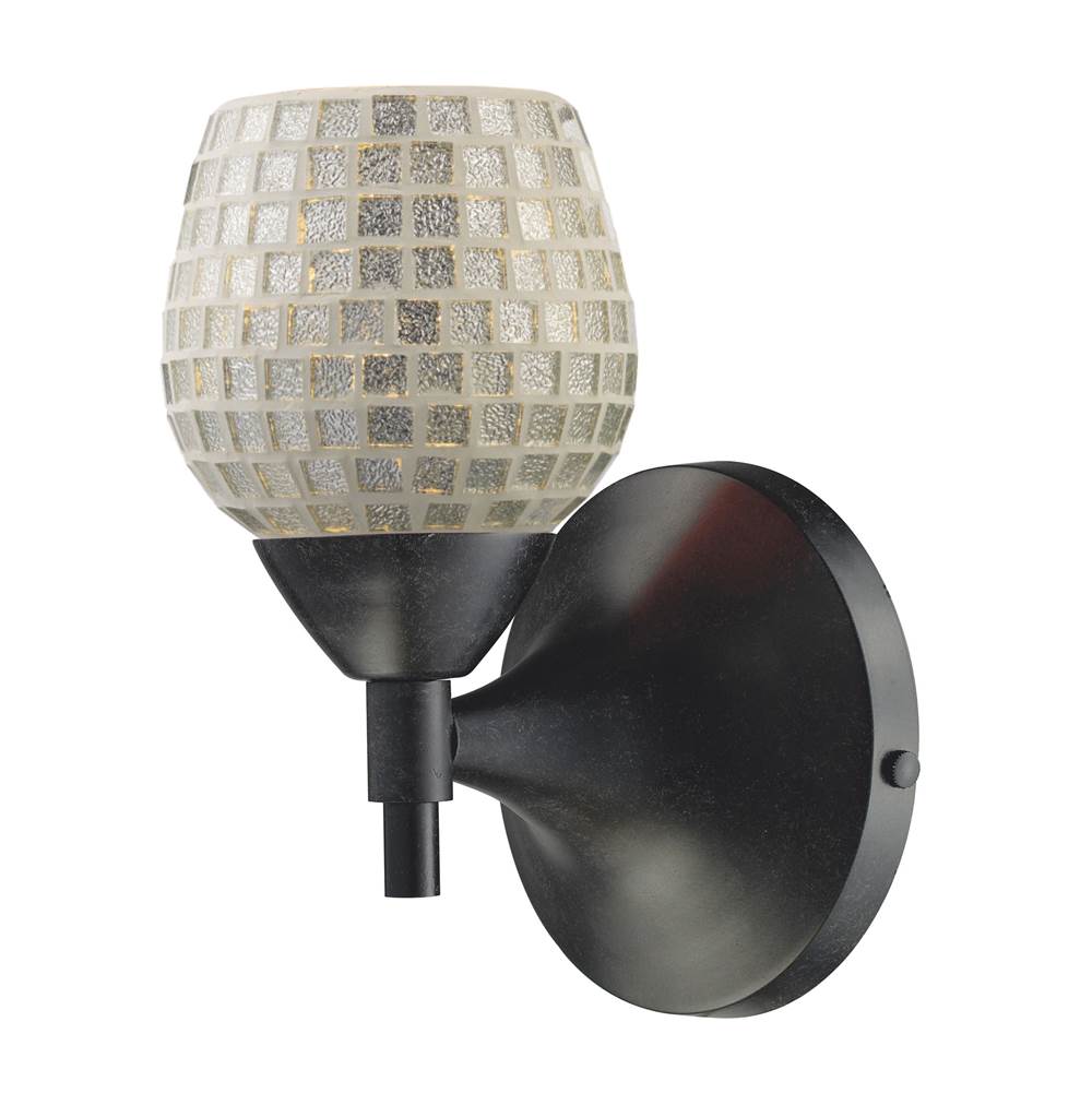 Elk Lighting Celina 1-Light Wall Lamp in Dark Rust With Silver Glass