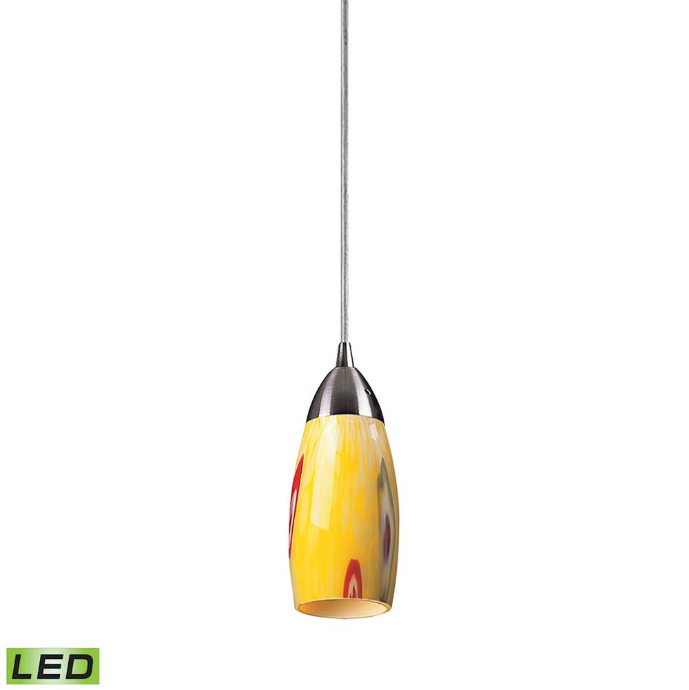 Elk Lighting Milan 3'' Wide 1-Light Pendant - Satin Nickel with Yellow Blaze Glass (LED)