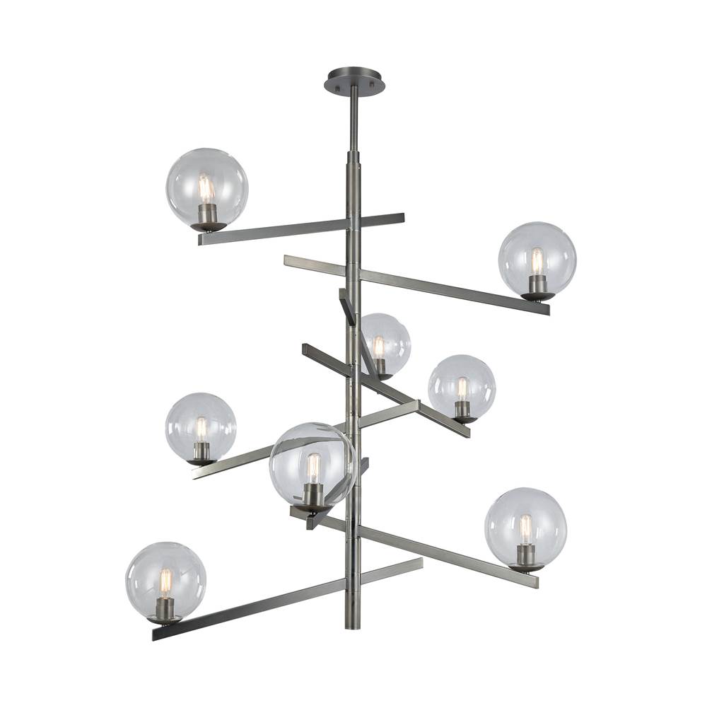 Elk Lighting Globes of Light 8-Light Chandelier in Brushed Black Nickel With Clear Blown Glass