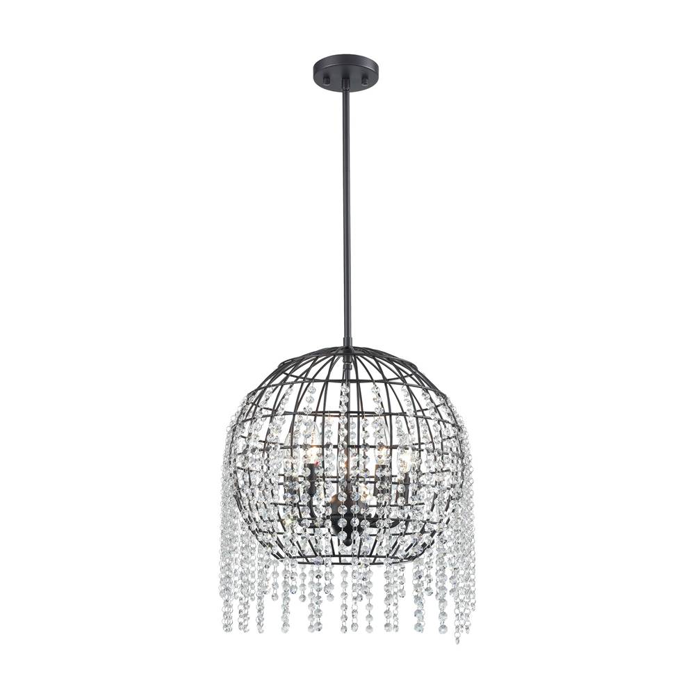 Elk Lighting Yardley 5-Light Chandelier in Oil Rubbed Bronze With Wire Cage and Clear Crystal