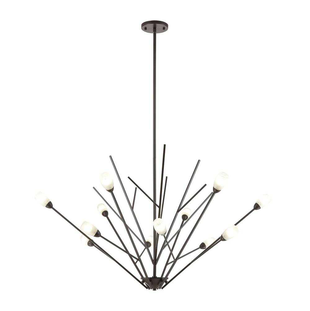 Elk Lighting Ocotillo 12-Light Chandelier in Oil Rubbed Bronze With Frosted Glass