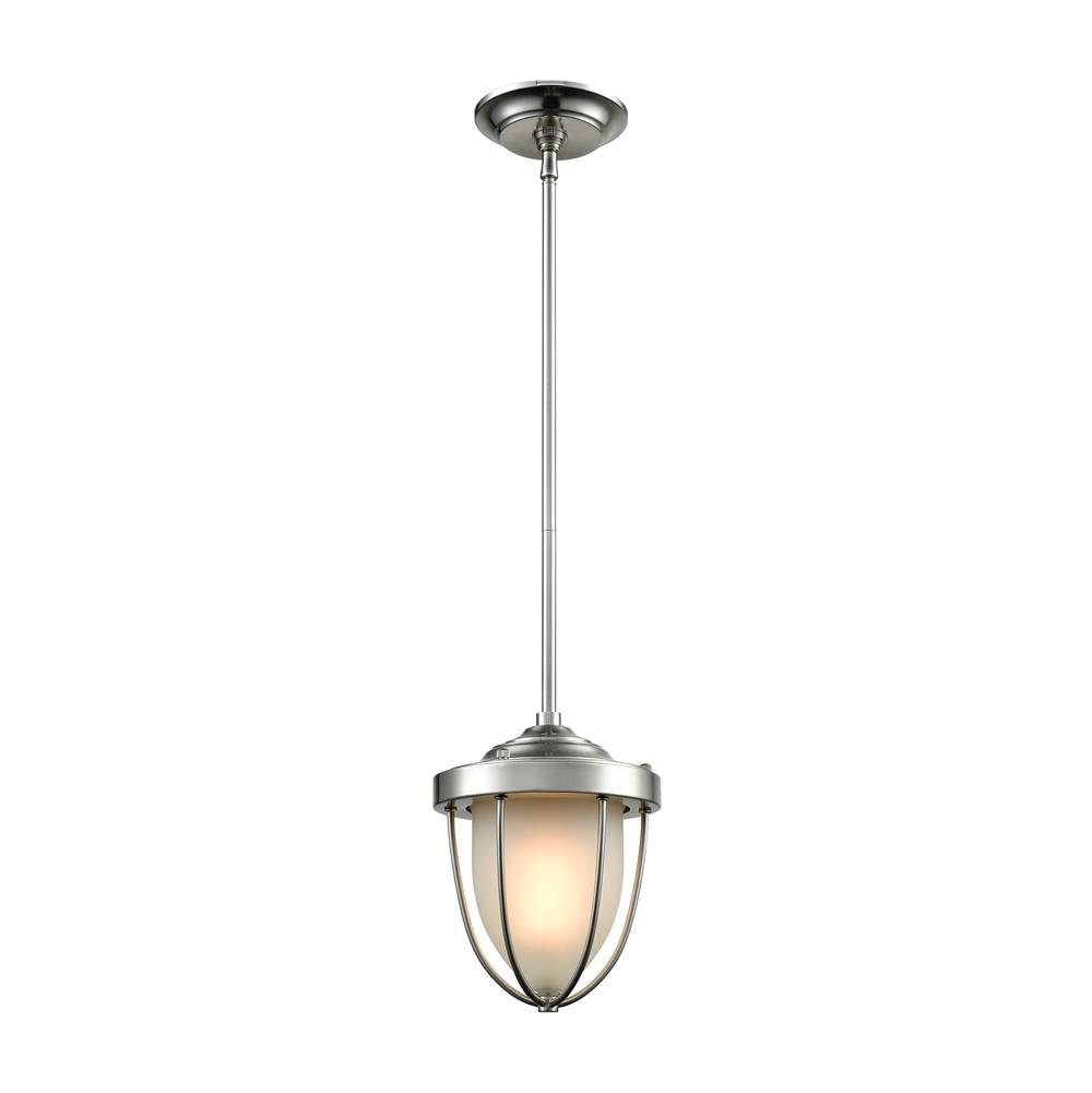 Elk Lighting Sturgis 1-Light Mini Pendant in Satin Nickel With Frosted Blown Glass