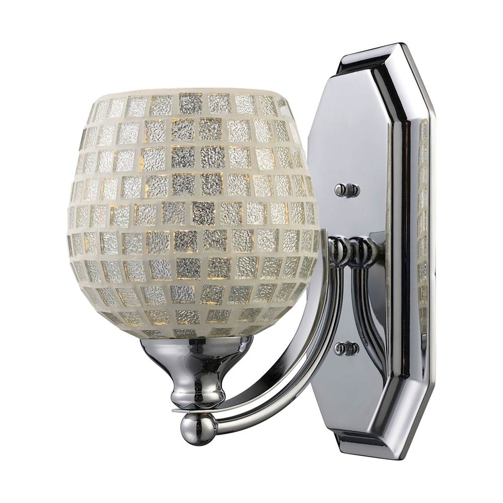 Elk Lighting Mix and Match Vanity 1-Light Wall Lamp in Chrome With Silver Glass