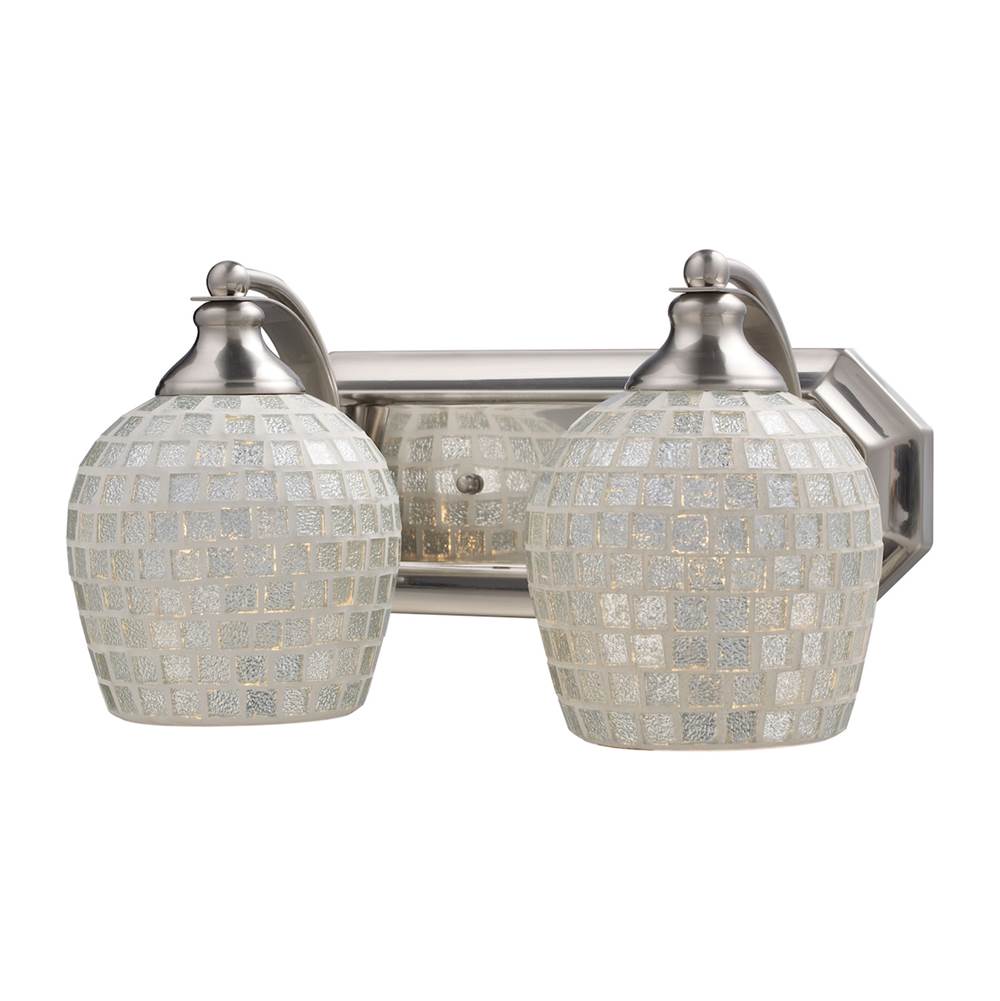 Elk Lighting Mix-N-Match Vanity 2-Light Wall Lamp in Satin Nickel With Silver Glass