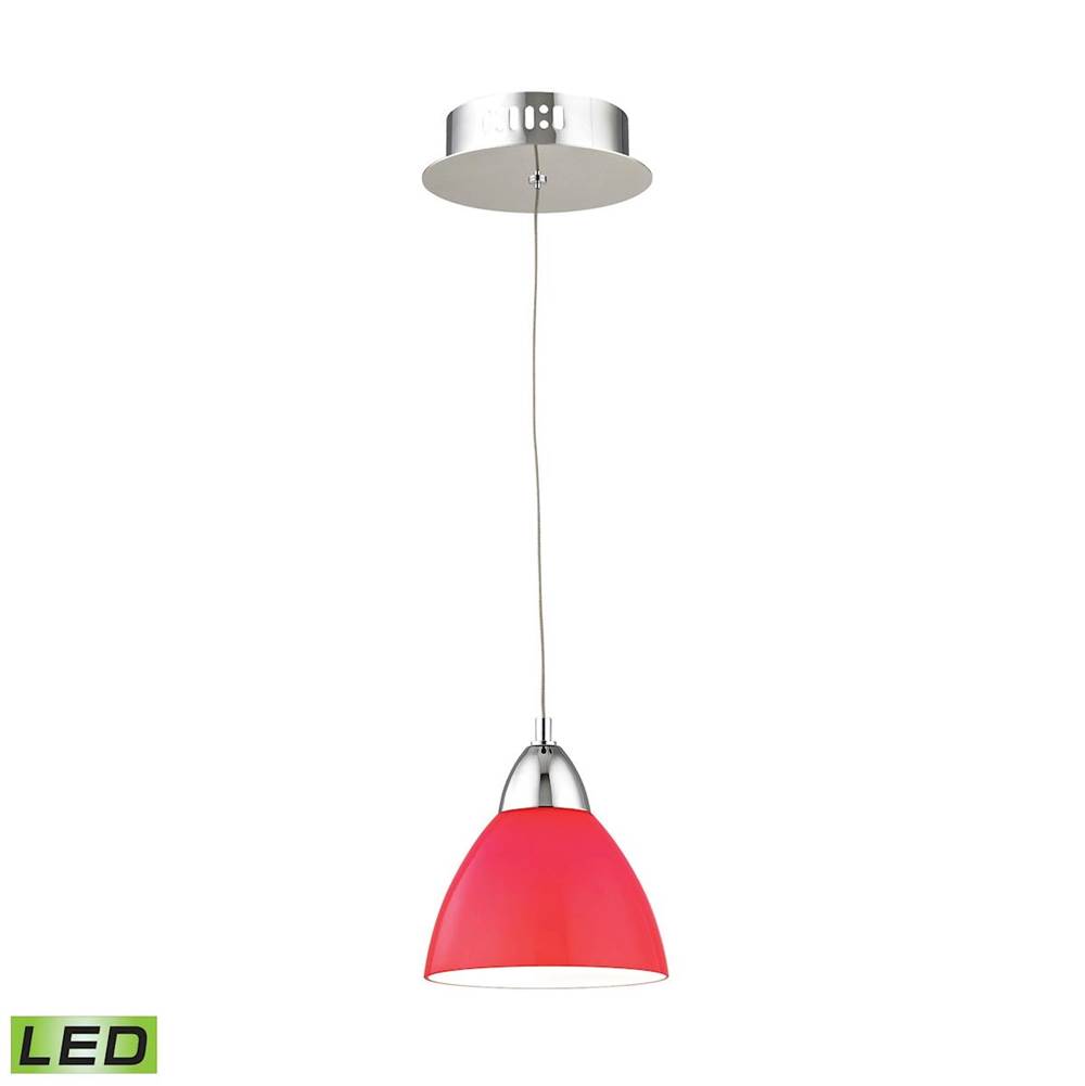 Elk Lighting Piatto Single LED Pendant Complete With Red Glass Shade and Holder