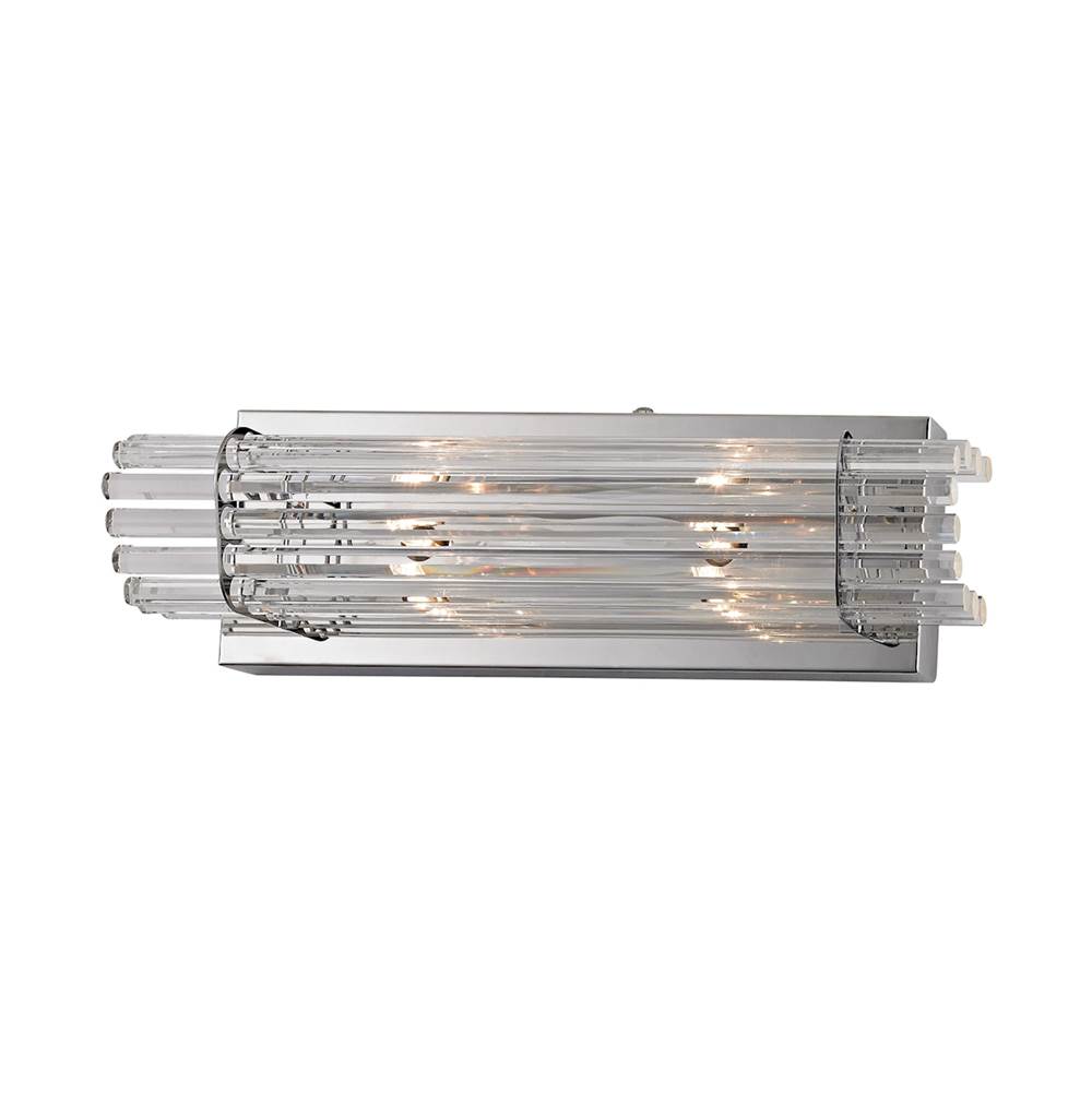 Elk Lighting Quebec 2-Light Vanity Sconce in Chrome With Clear Crystal Rod Diffusers