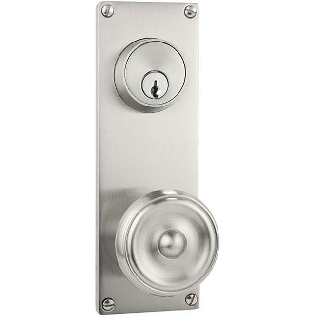 Emtek Dummy Pair Keyed, Sideplate Locksets Modern 3-5/8, Astoria Clear Knob, US3NL