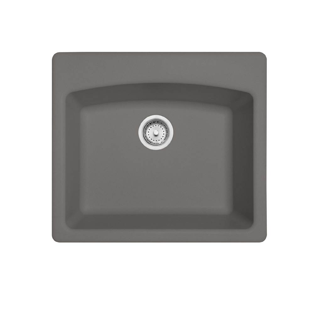 Franke Ellipse 25.0-in. x 22.0-in. Stone Grey Granite Dual Mount Single Bowl Kitchen Sink - ESSH25229-1