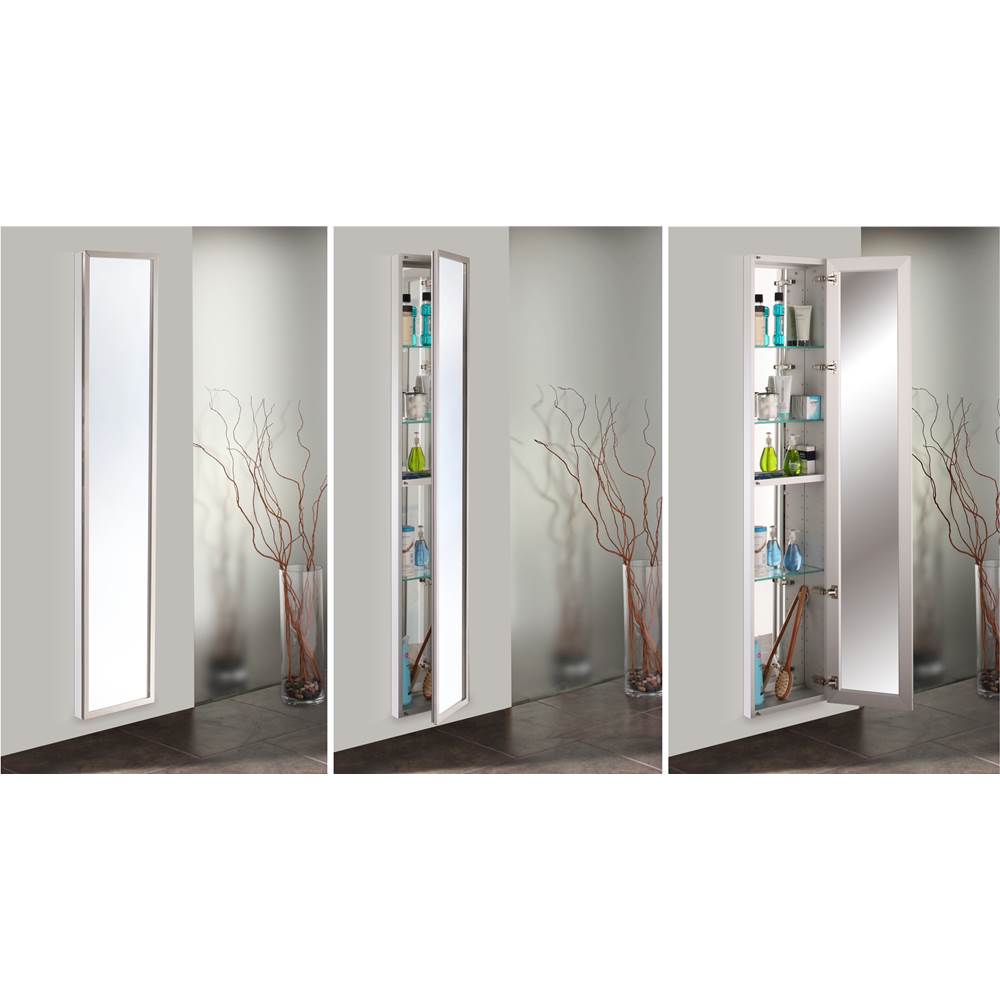 GlassCrafters 20'' x 72'' Satin Chrome Full Length Lexington Framed Mirrored Cabinet - 4 Inch Deep, Right Hinge