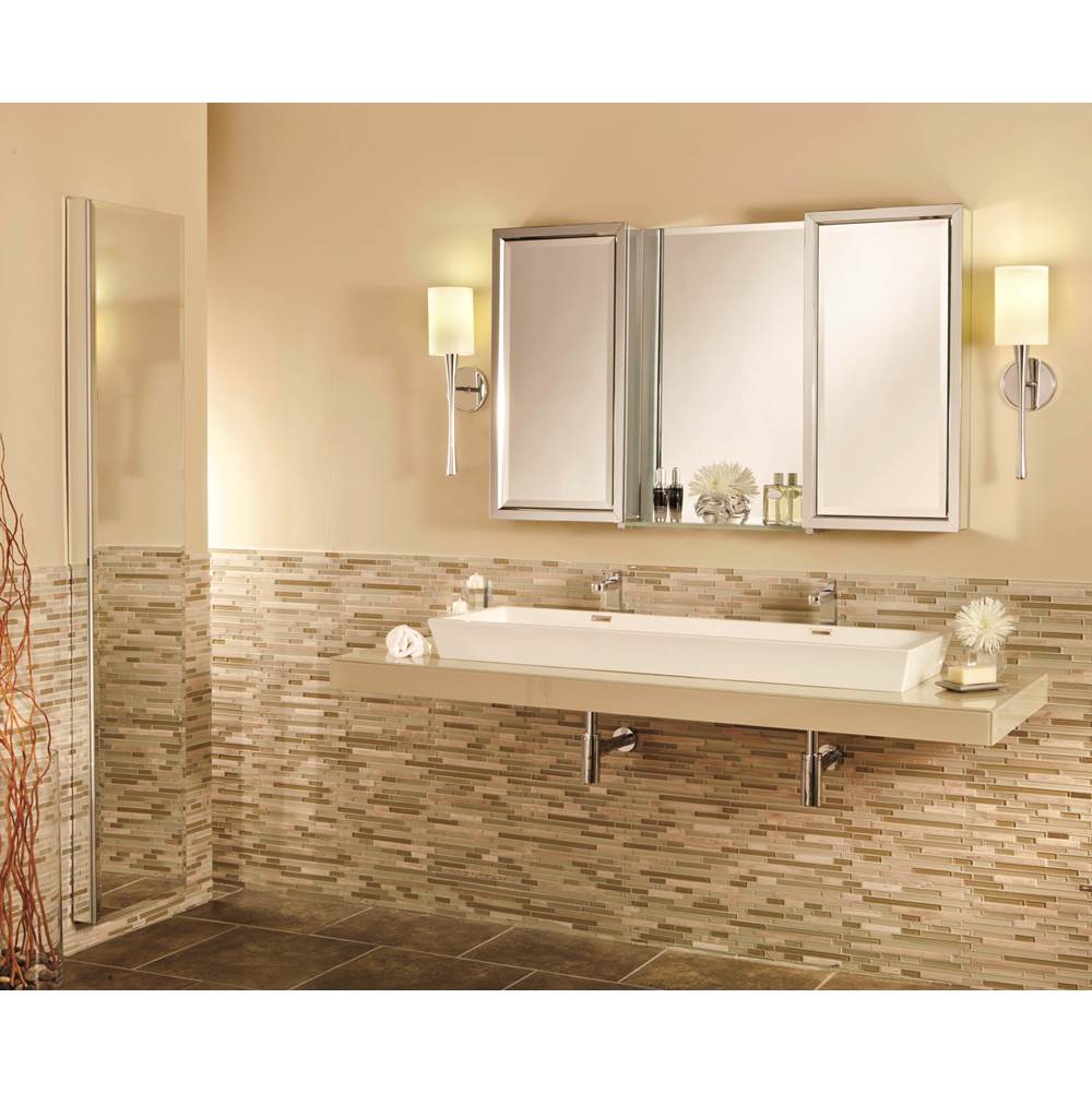 GlassCrafters 20'' x 72'' Satin Chrome Full Length Beveled Mirrored Cabinet - 4 Inch Deep