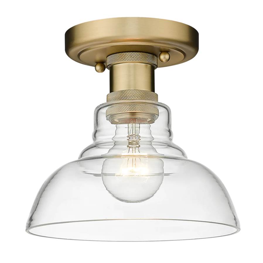 Golden Lighting Carver BCB Flush Mount in Brushed Champagne Bronze with Clear Glass Shade