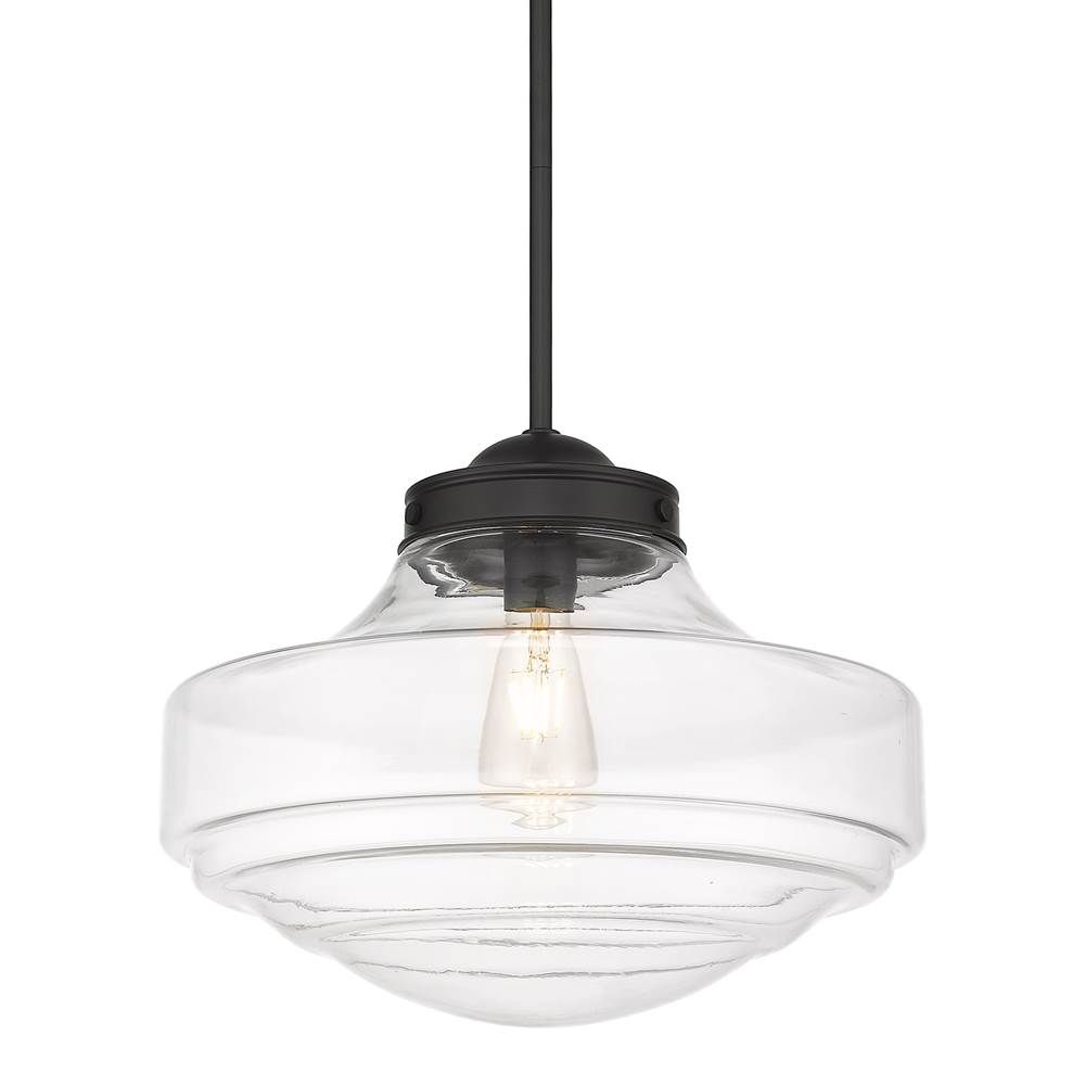 Golden Lighting Ingalls Large Pendant in Matte Black with Clear Glass Shade