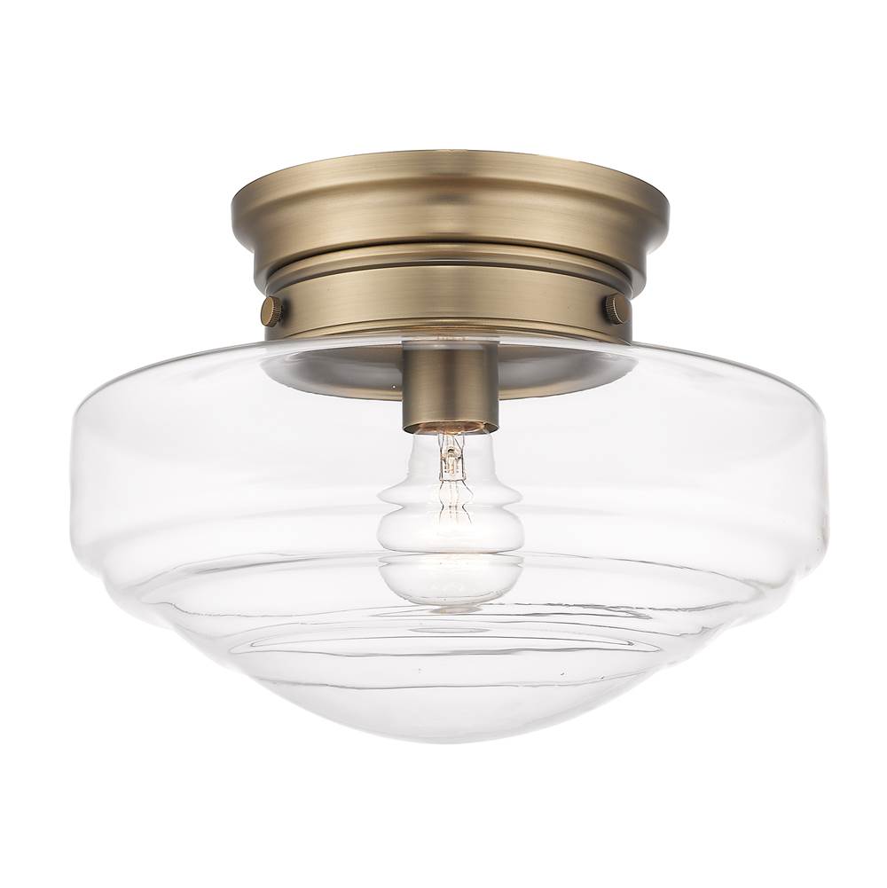 Golden Lighting Ingalls Semi-Flush in Modern Brass and Clear Glass Shade