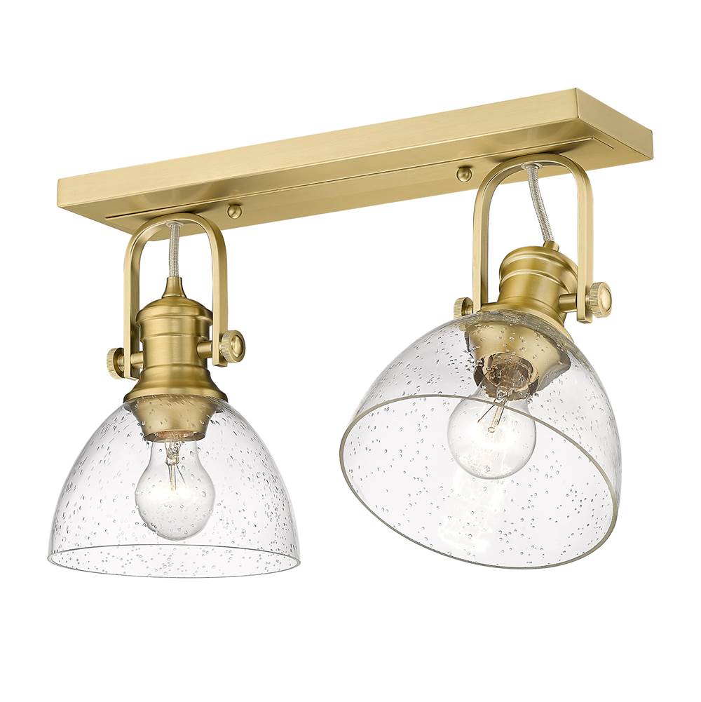 Golden Lighting Hines 2 Light Semi-Flush in Brushed Champagne Bronze with Seeded Glass Shades