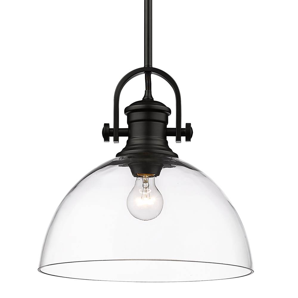 Golden Lighting Hines 1-Light Pendant in Matte Black with Clear Glass
