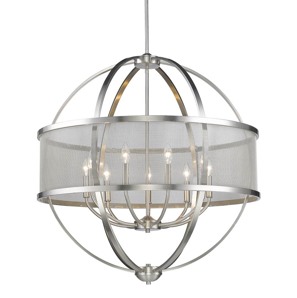 Golden Lighting Colson PW 9 Light Chandelier (with shade) in Pewter