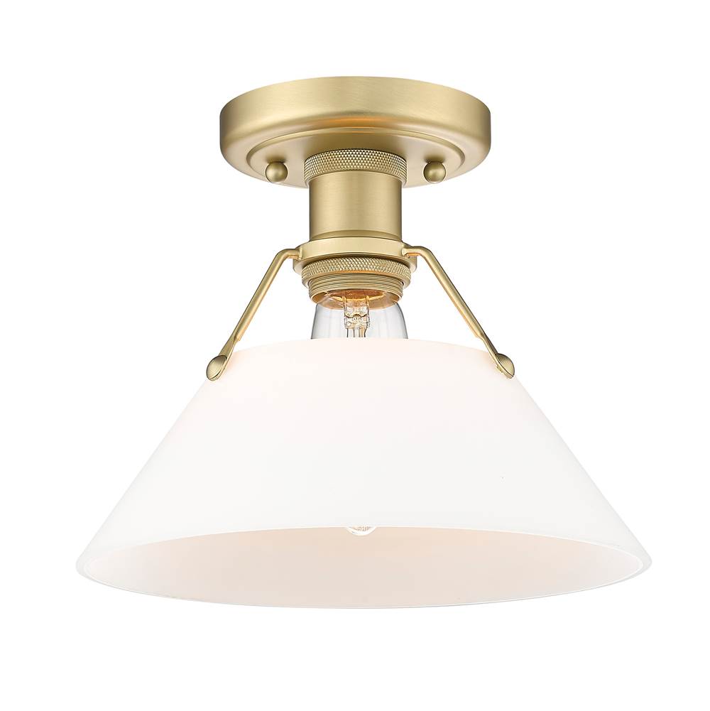 Golden Lighting Orwell BCB Flushmount in Brushed Champagne Bronze with Opal Glass Shade