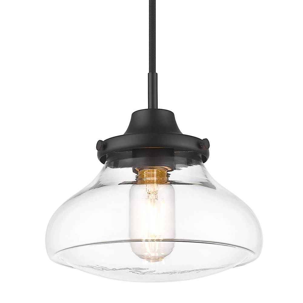 Golden Lighting Nash Small Pendant in Matte Black with Clear Glass
