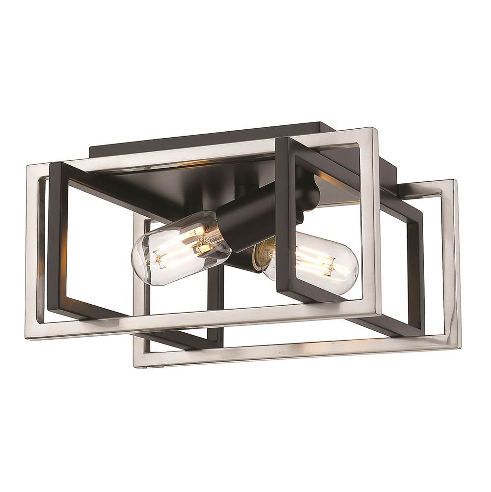 Golden Lighting Tribeca Flush Mount in Matte Black with Pewter Accents