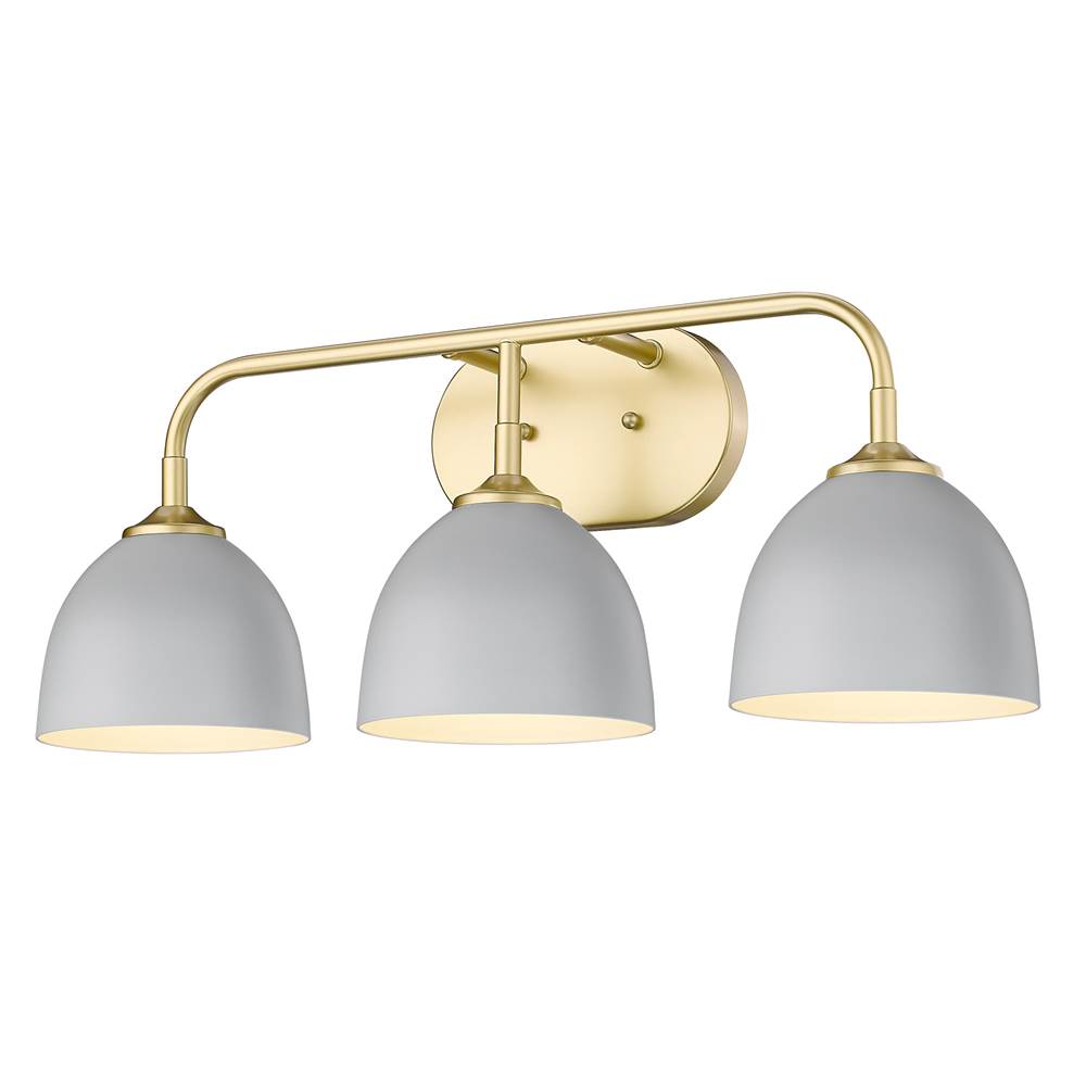 Golden Lighting Zoey 3-Light Bath Vanity in Olympic Gold with Matte Gray Shade
