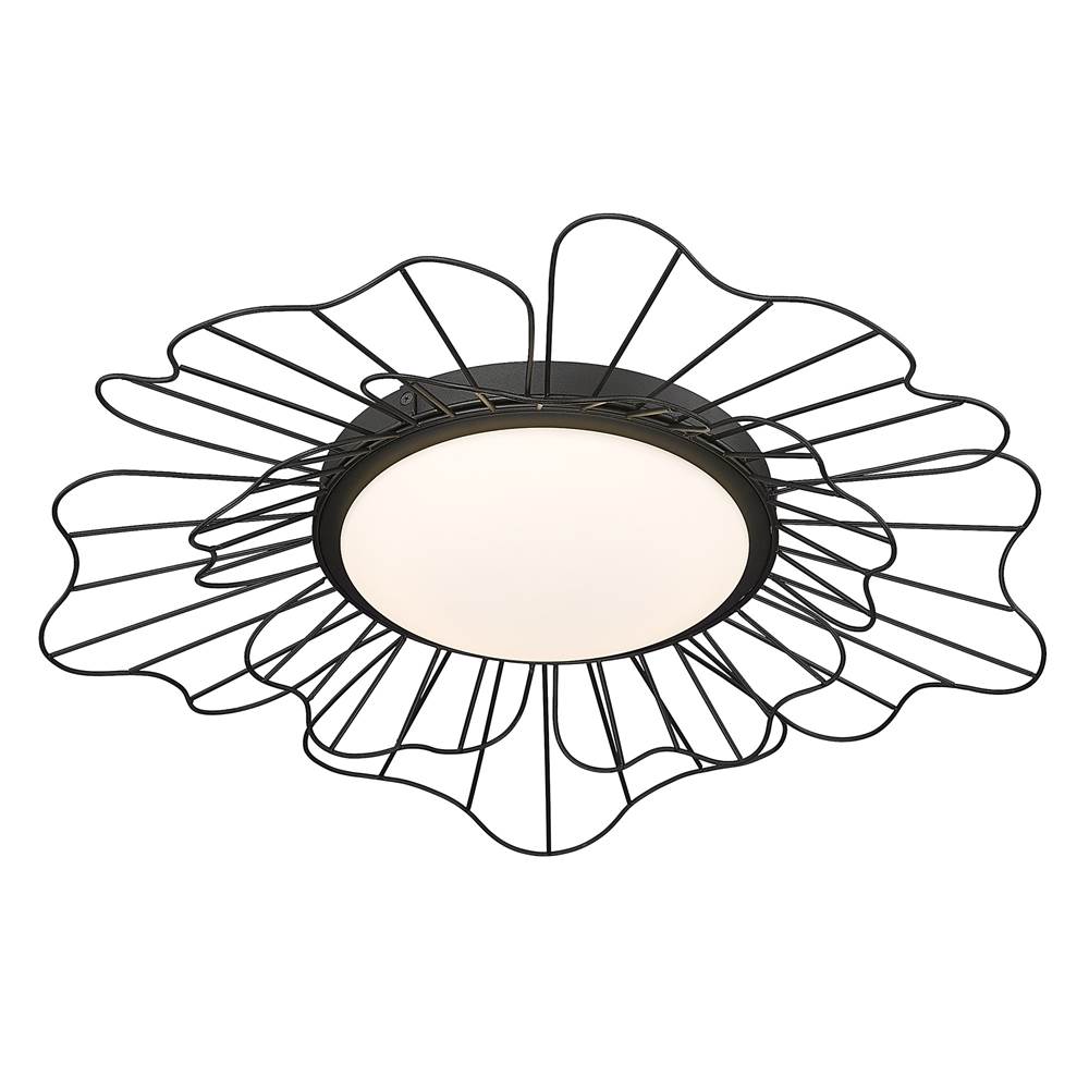 Golden Lighting Yasmin NB Flush Mount - 24'' in Natural Black with Opal Glass Shade