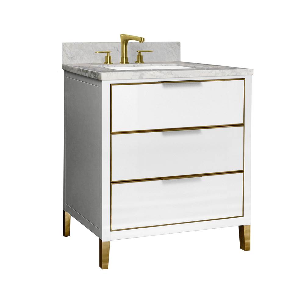 Icera Muse Vanity Cabinet 30-in, Navy Blue with Satin Brass