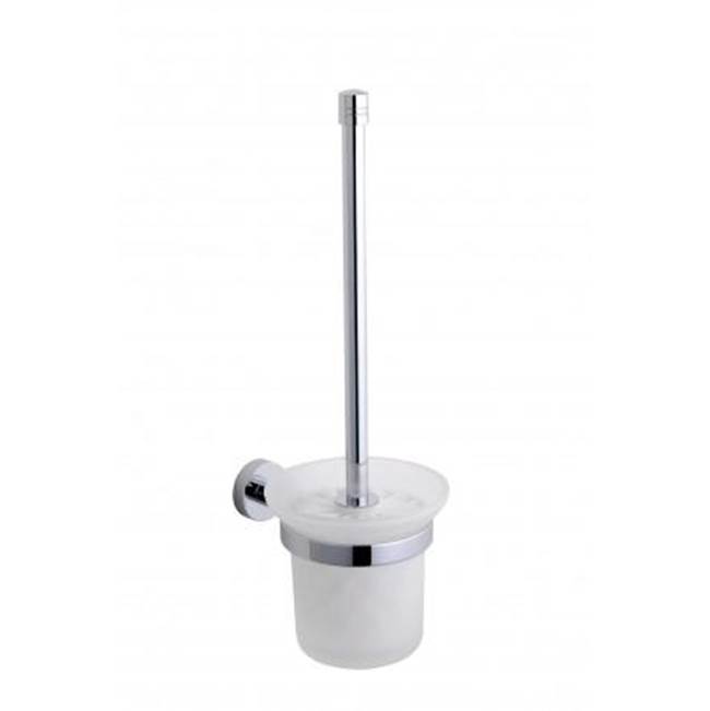 Kartners OSLO - Wall Mounted Toilet Brush Set with Frosted Glass-Polished Brass