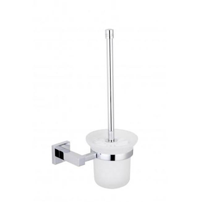 Kartners LONDON - Wall Mounted Toilet Brush Set with Frosted Glass-Polished Gold