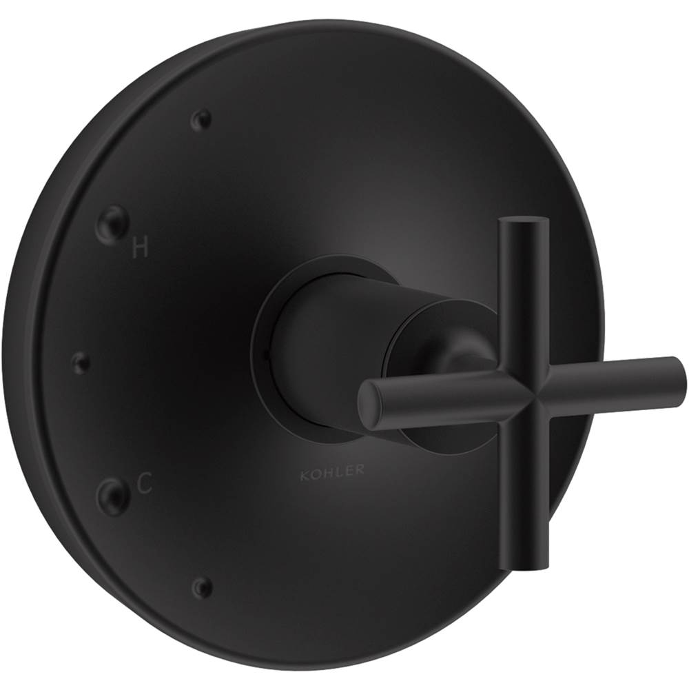 Kohler Purist® Rite-Temp(R) shower valve trim with cross handle, less showerhead