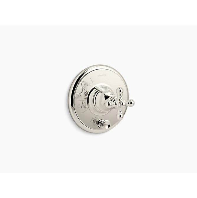 Kohler Artifacts® Rite-Temp® valve trim with push-button diverter and cross handle, valve not included