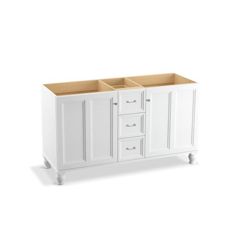 Kohler Damask® 60'' bathroom vanity cabinet with furniture legs, 2 doors and 3 drawers