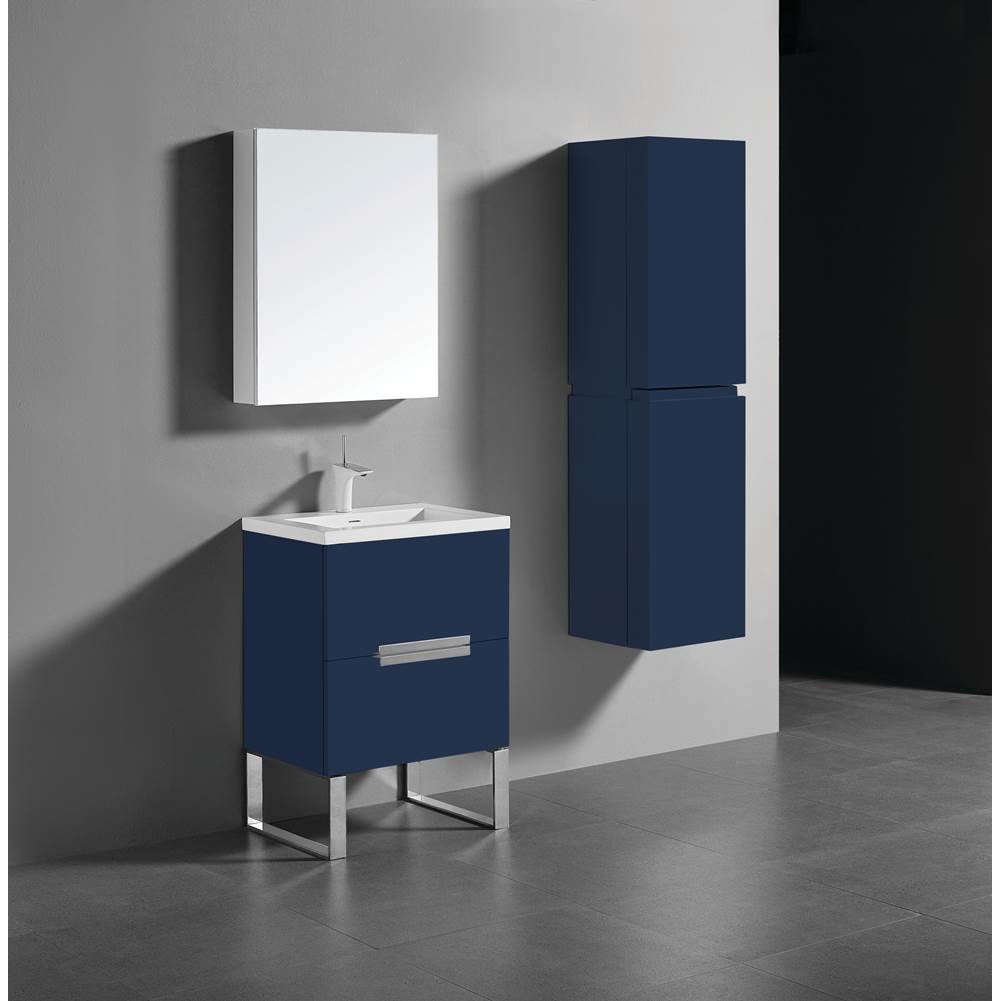 Madeli Soho 24''. Sapphire, Free Standing Cabinet, Polished Nickel Handles (X2), L-Legs (X4), 23-5/8''X18''X33-1/2''