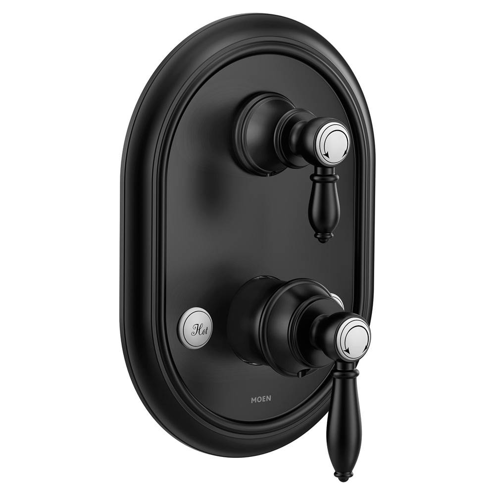 Moen Weymouth M-CORE 3-Series 2-Handle Shower Trim with Integrated Transfer Valve in Matte Black (Valve Sold Separately)