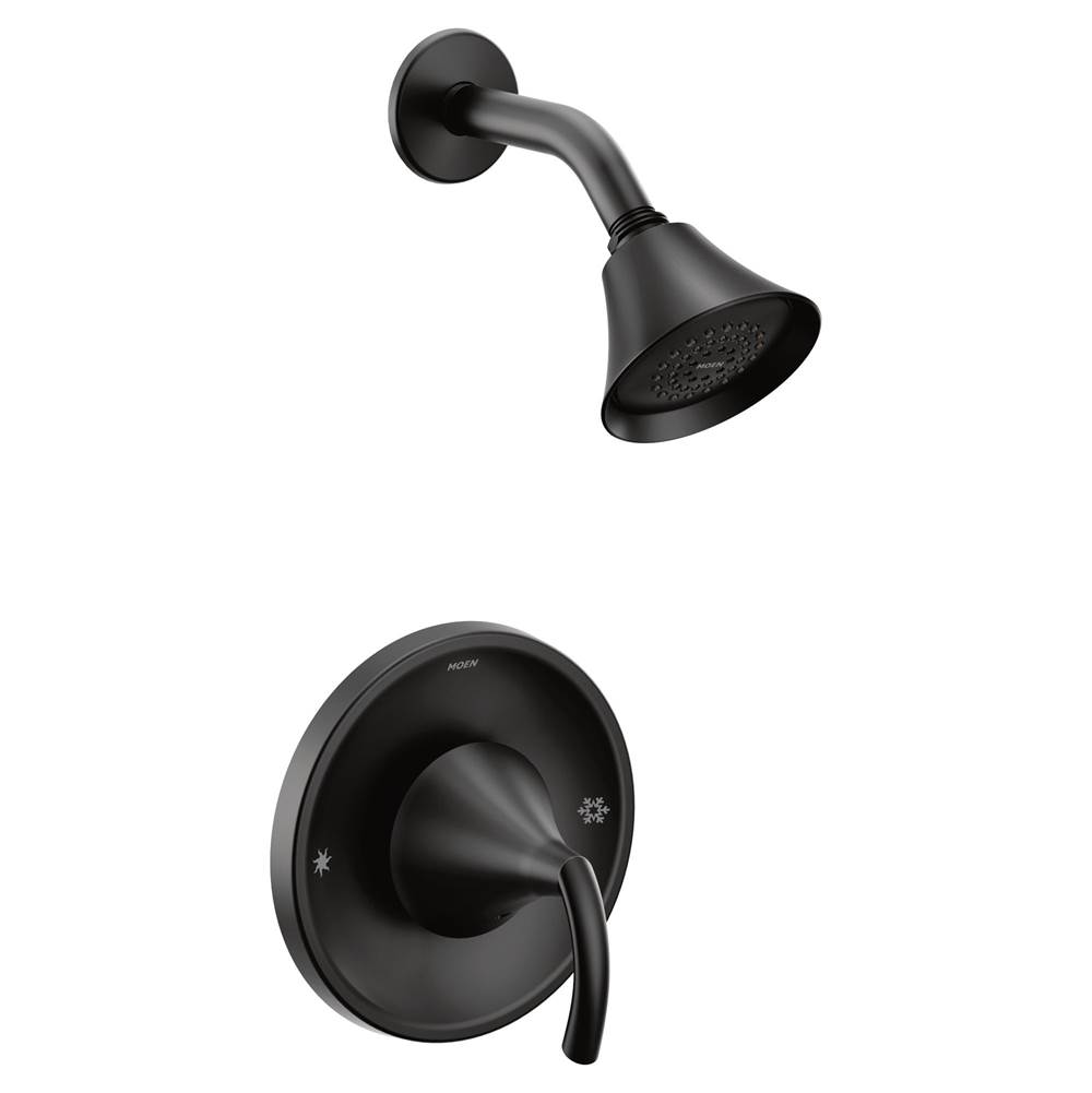 Moen Glyde Single-Handle 1-Spray Shower Faucet Trim Kit with Eco-Performance Posi-Temp in Matte Black (Valve Sold Separately)