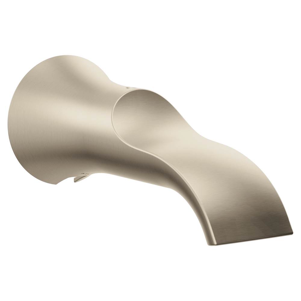 Moen Doux 1/2-Inch Slip Fit Connection Non-Diverting Tub Spout, Brushed Nickel