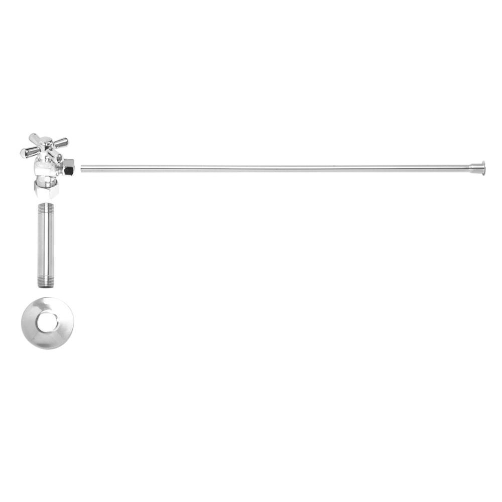 Mountain Plumbing Toilet Supply Kit - Brass Cross Handle with 1/4 Turn Ball Valve (MT616-NL) - Angle, Flat Head Riser
