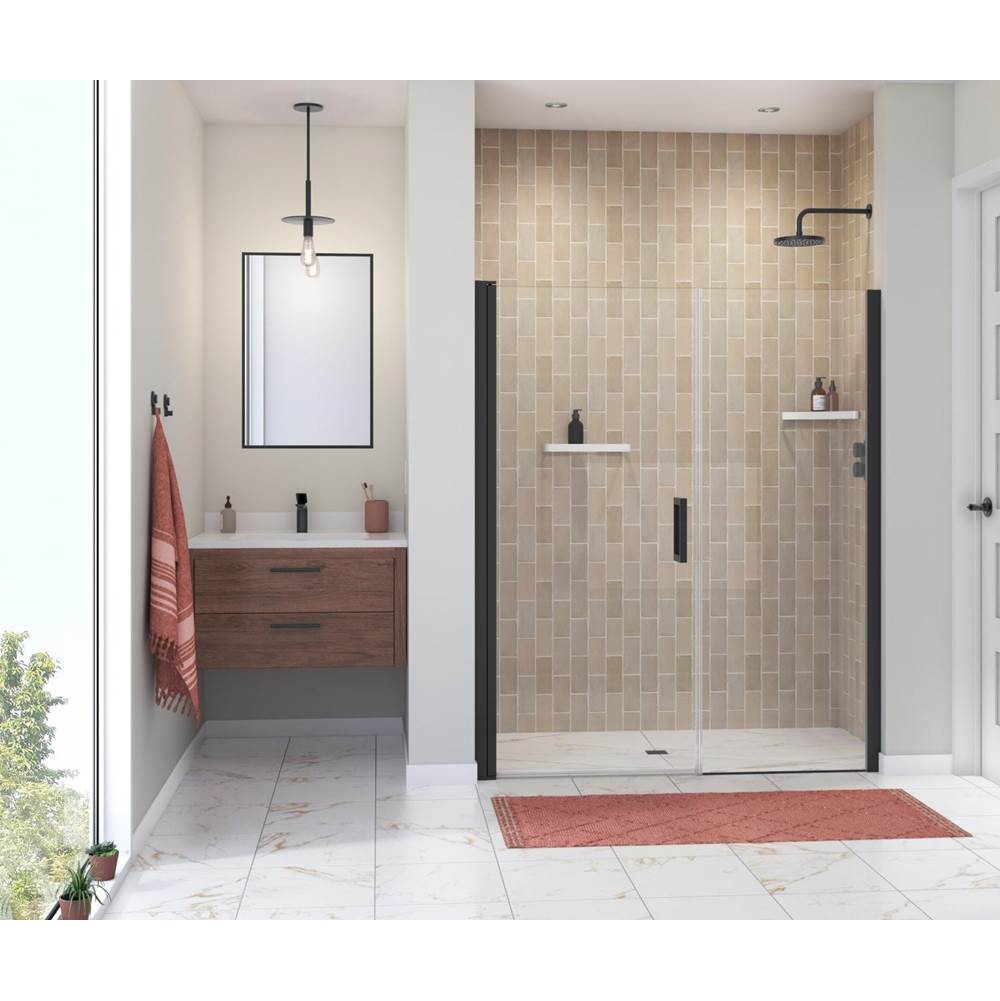 Maax Manhattan 57-59 x 68 in. 6 mm Pivot Shower Door for Alcove Installation with Clear glass & Square Handle in Matte Black
