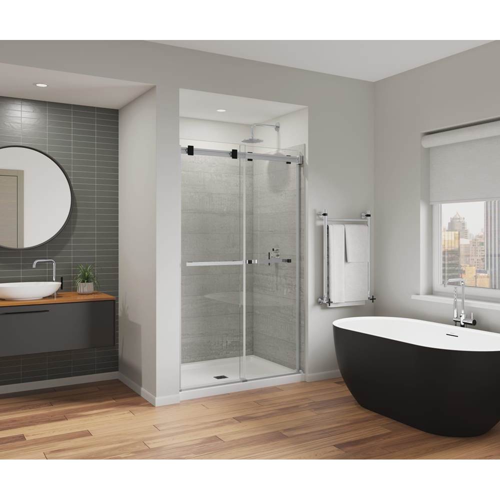 Maax Duel Alto 44-47 X 78 in. 8mm Bypass Shower Door for Alcove Installation with GlassShield® glass in Chrome & Matte Black
