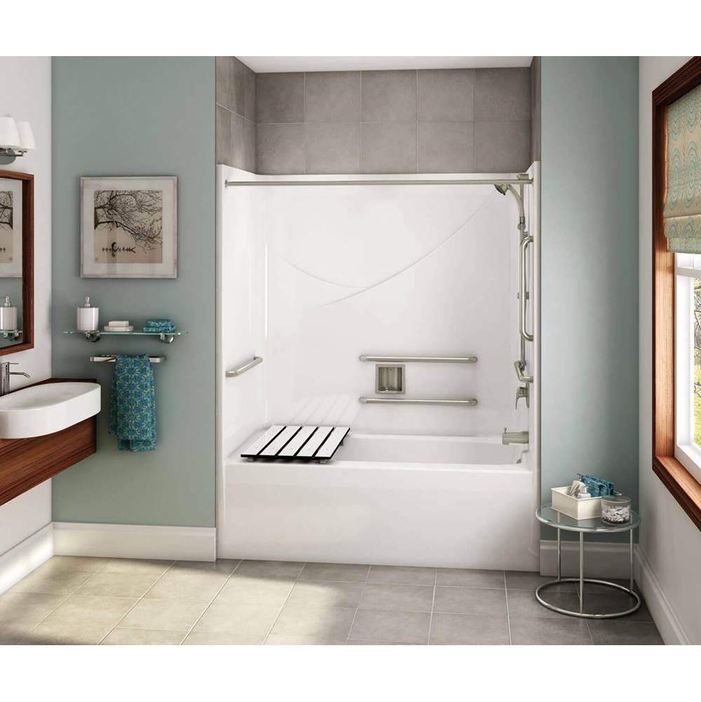 Maax OPTS-6032 - ANSI Compliant AcrylX Alcove Right-Hand Drain One-Piece Tub Shower in White